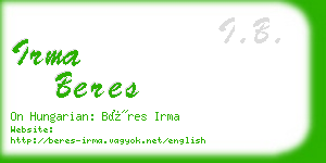 irma beres business card